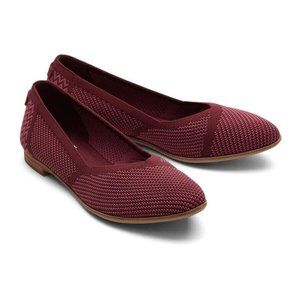 New Toms Jutti Neat Burgundy Knit Flat Size 8 US Women